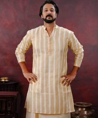 cream Men's festive kurta 3