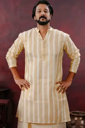 cream Men's festive kurta