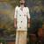 Men's thengu printed cream and black kurta