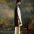 Men's thengu printed cream and black kurta