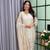 white color mirror and moti embellished lace border silk blend kurti pant set