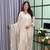 white color mirror and moti embellished lace border silk blend kurti pant set