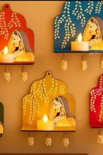 decorative jharokha hanging tea light style wooden frame wall hanging pack of 5