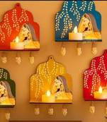 decorative jharokha hanging tea light style wooden frame wall hanging pack of 5