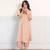 Women's Solid Peach Kurta and Pants Set with Mandarin Collar