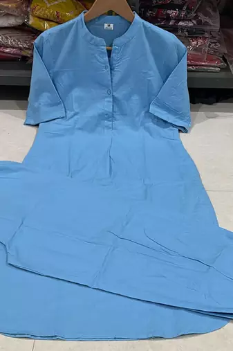 Women's Solid Teal Kurta and Pants Set with Mandarin Collar
