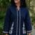 Women's Navy Blue Cotton Embroidered Kurta and Pants Co-ord Set