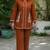 Women's Rust Cotton Embroidered Kurta and Pants Co-ord Set