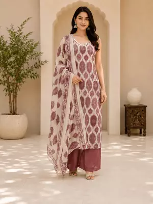 Meher Mauve Sleeveless Kurta Set 1
