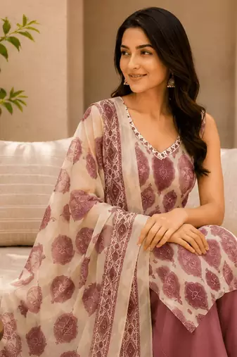 Meher Mauve Sleeveless Kurta Set
