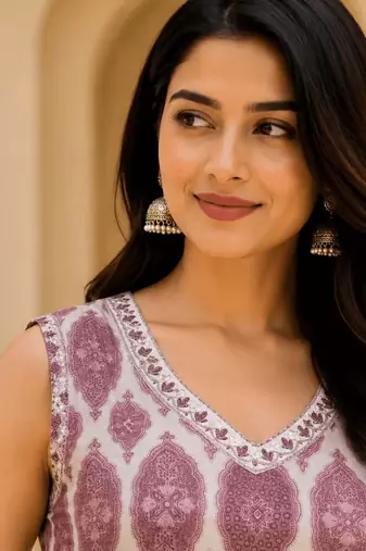 Meher Mauve Sleeveless Kurta Set
