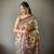 green color kalamkari digital printed cotton blend sarees
