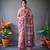 pink color kalamkari digital printed cotton blend sarees