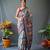 sky blue color kalamkari digital printed cotton blend sarees