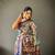 sky blue color kalamkari digital printed cotton blend sarees