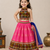 Pink Cotton Traditional Kids' Lehenga Choli with Mirror Work and Blouse