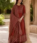 Jaipuri Rust Grace Anarkali Set