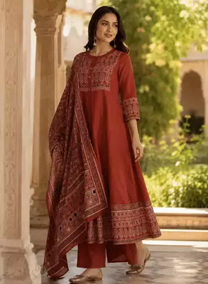 Jaipuri Rust Grace Anarkali Set 3