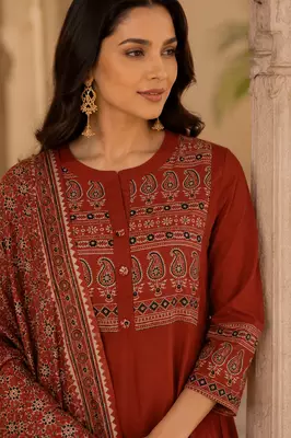 Jaipuri Rust Grace Anarkali Set 4