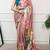 women printed satin silk blend floral saree with banglory blouse