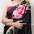 women printed satin silk blend floral saree with banglory blouse