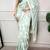 printed satin saree with elegant pearl lace border
