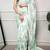 printed satin saree with elegant pearl lace border