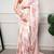 printed satin saree with elegant pearl lace border