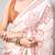 printed satin saree with elegant pearl lace border
