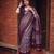 Women polyester viscose chanderi ikkat printed saree with zari border