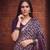 Women polyester viscose chanderi ikkat printed saree with zari border