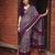 Women polyester viscose chanderi ikkat printed saree with zari border