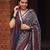 Women polyester viscose chanderi ikkat printed saree with zari border