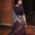 Women polyester viscose chanderi ikkat printed saree with zari border