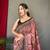 maroon color kashmiri digital print with contrast kashmiri and floral conceptual printed border cotton blend sarees