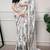 printed satin saree with elegant pearl lace border
