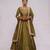 Olive Green Embroidered Dupion Silk Lehenga Set