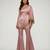 Blush pink embroidered satin co ord set