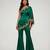 Emerald green embroidered satin co ord set