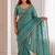 fetching sea-green embroidery work with real bits work fendy satin latest designer indian saree
