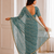 fetching sea-green embroidery work with real bits work fendy satin latest designer indian saree