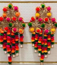 multicolor pom-pom gota chakri jali chudi hanging with tassels festival decoration pack of 2