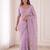 mesmerizing purple embroidery work with real bits work fendy satin latest designer indian saree