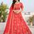 Coral Red Floral Embroidered Crush Silk Lehenga Choli With Dupatta