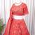 Coral Red Floral Embroidered Crush Silk Lehenga Choli With Dupatta