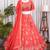 Coral Red Floral Embroidered Crush Silk Lehenga Choli With Dupatta