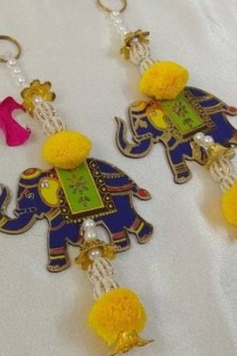 handmade mdf elephant bead hanging decoration for festive home decor pack of 2