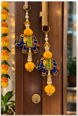 handmade mdf elephant bead hanging decoration for festive home decor pack of 2 2