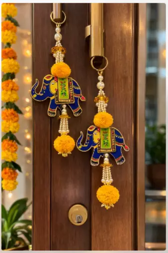 handmade mdf elephant bead hanging decoration for festive home decor pack of 2
