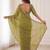 enchanting mahendi embroidery work with real bits work fendy satin indian saree with blouse
